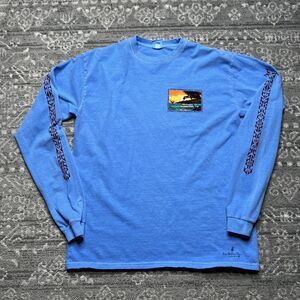 Crazy Shirts Hawaii Mens Medium Tribal Sunset Surf Beach Blue Back Hit READ